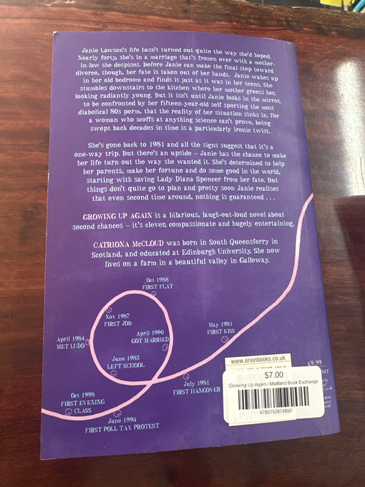 Catriona McCloud Growing Up Again back  cover