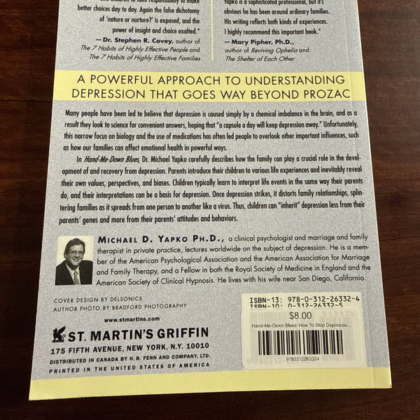 Michael Yapko Hand-Me-Down Blues back cover