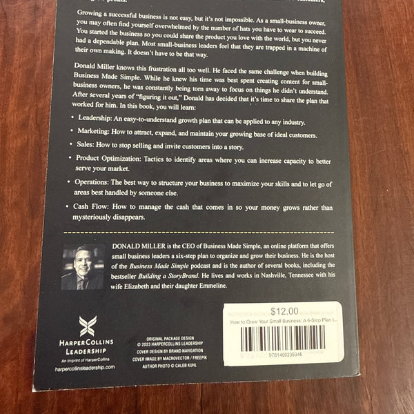 Donald Miller How to Grow Your Small Business back cover