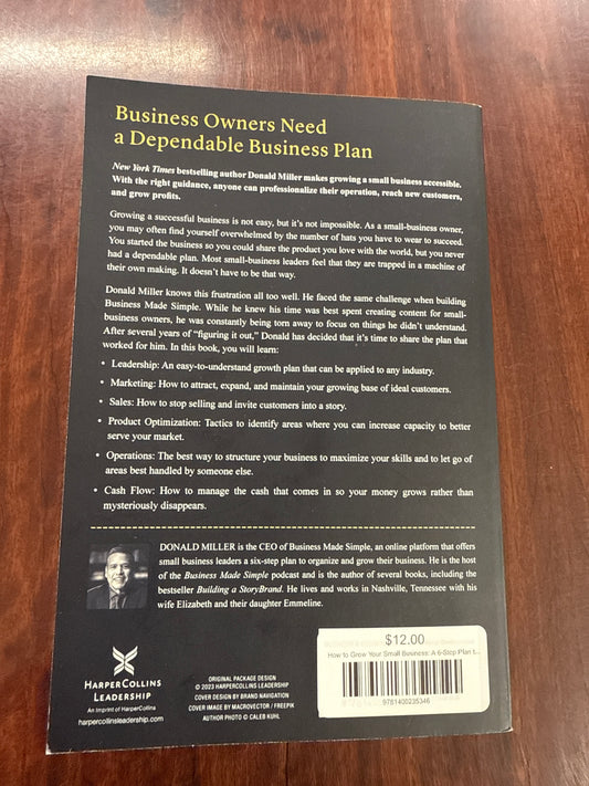Donald Miller How to Grow Your Small Business back cover
