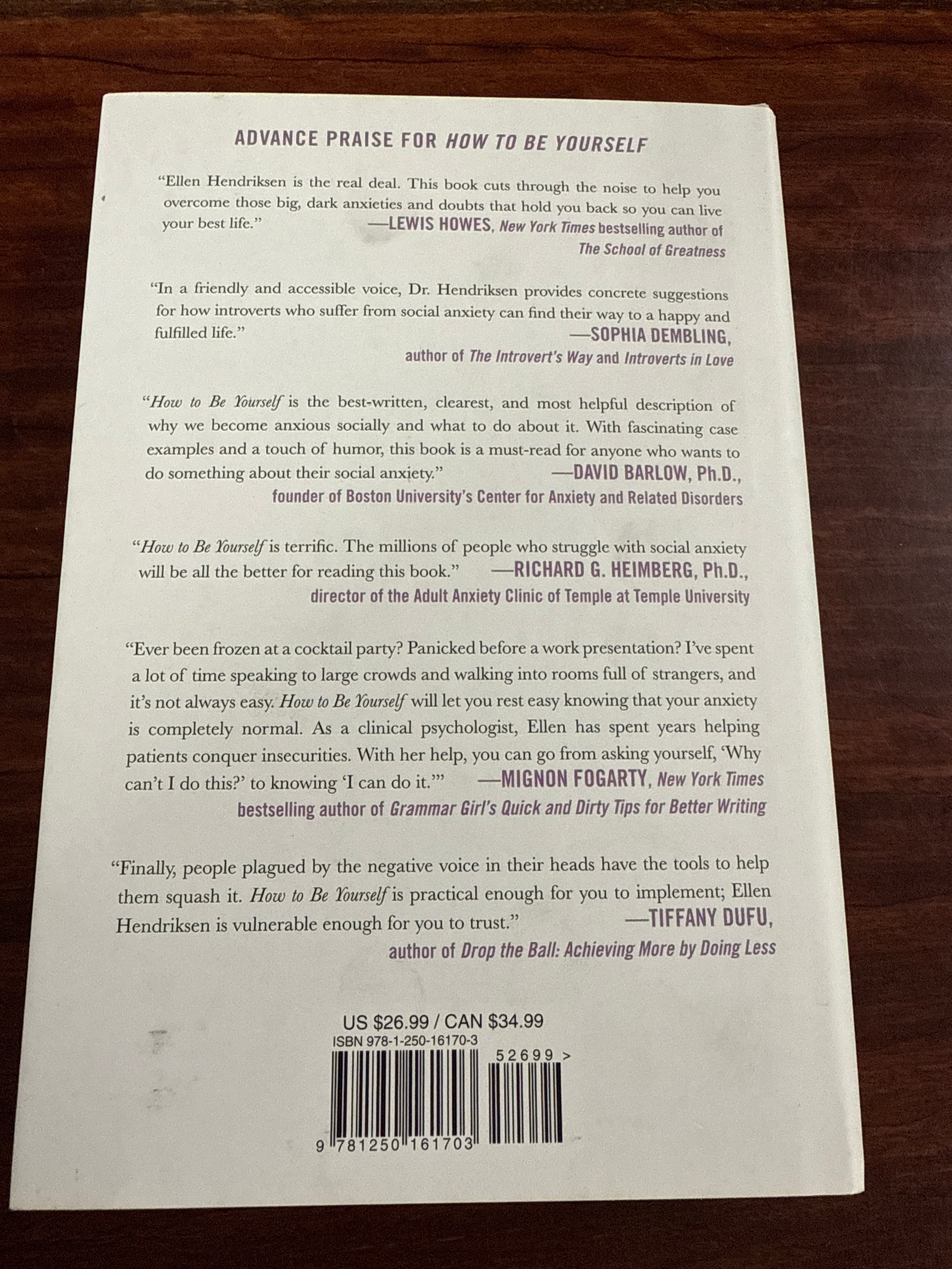 Ellen Hendriksen How to be Yourself back cover