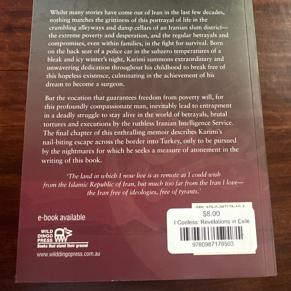 I Confess: Revelations in Exile Kooshyar Karimi back cover