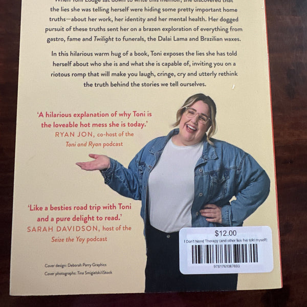 Toni Lodge I Don't Need Therapy back cover