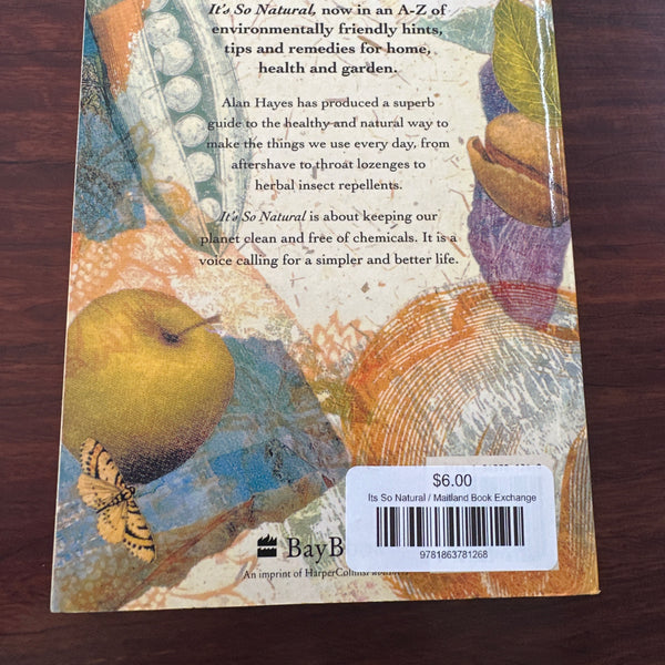 Alan Hayes Its So Natural back cover