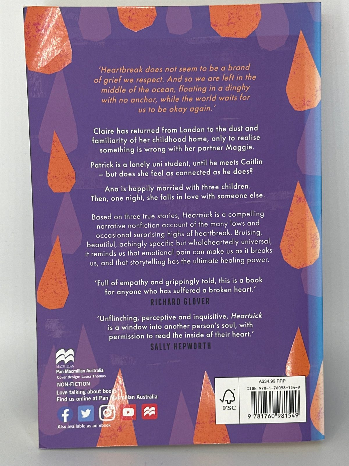 Jessie Stephens Heartsick: Three stories about love and loss, and what happens in between actual back cover used books