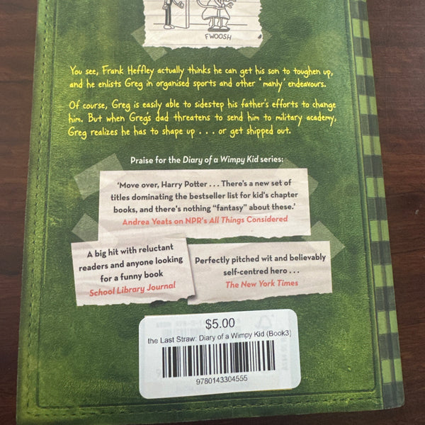 Jeff Kinney the Last Straw: Diary of a Wimpy Kid back cover