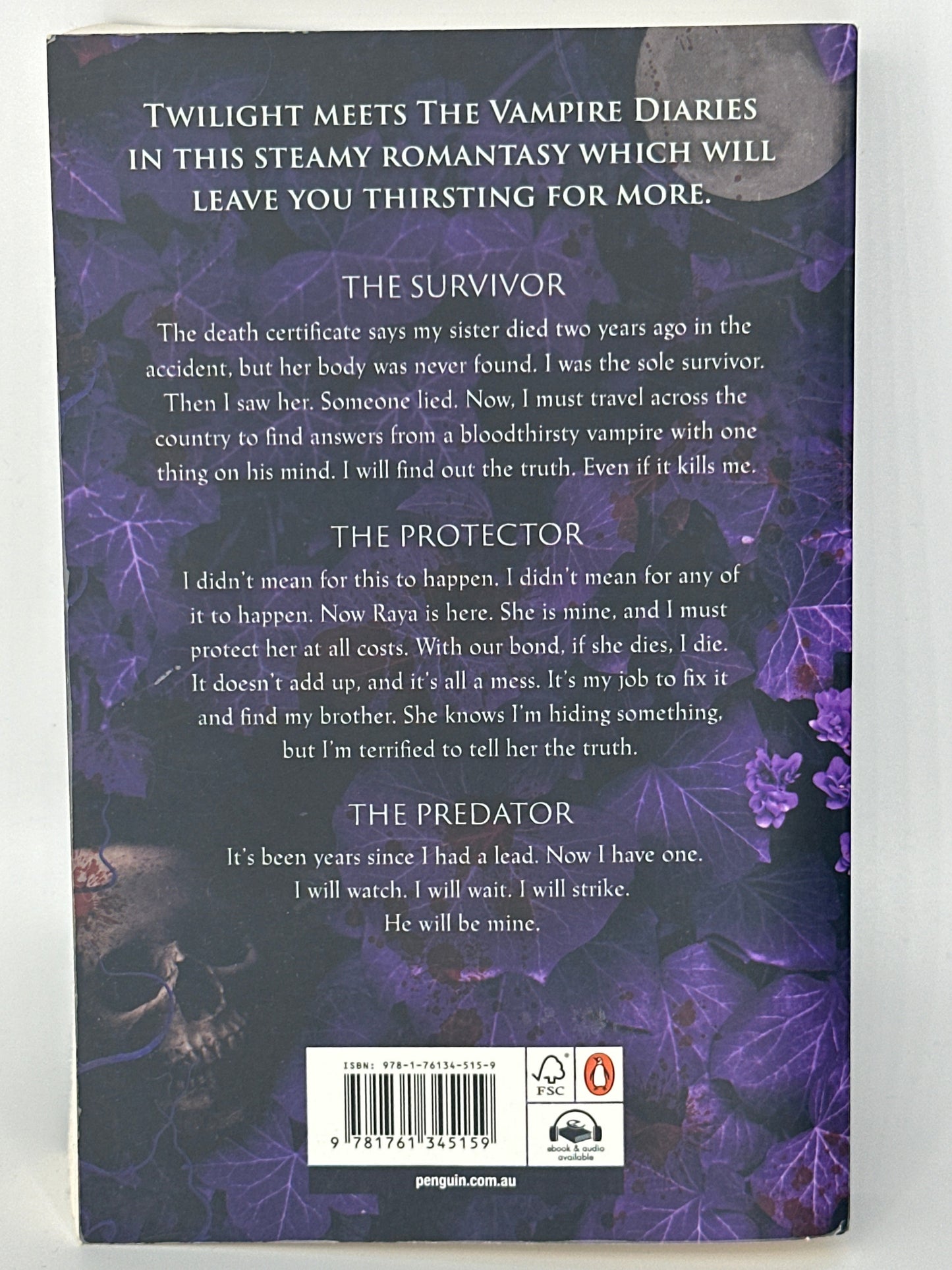 Lauren Jackson Die For You: A vampire mystery romance actual back cover used books