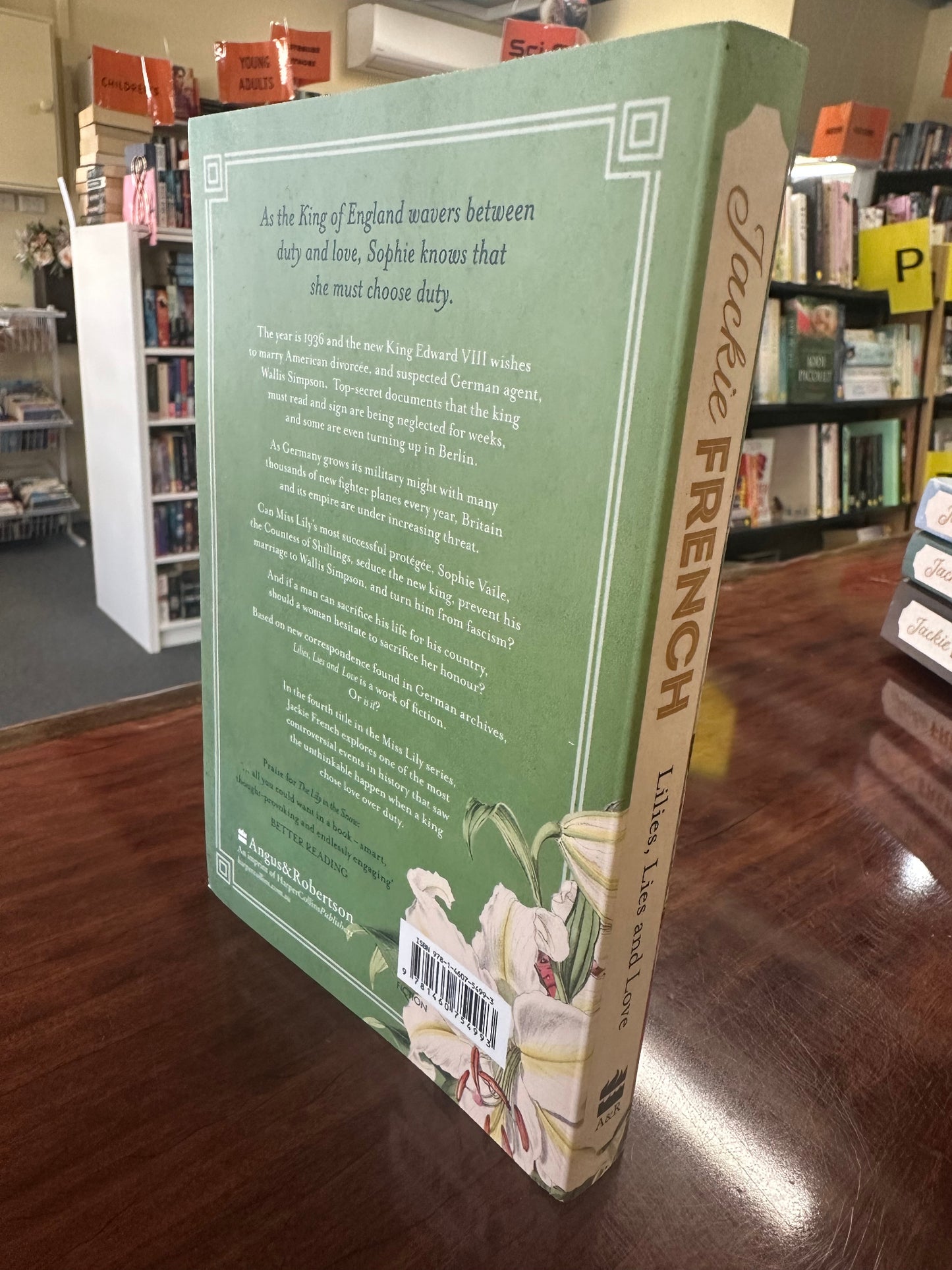 Jackie French Lilies, Lies and Love back cover image