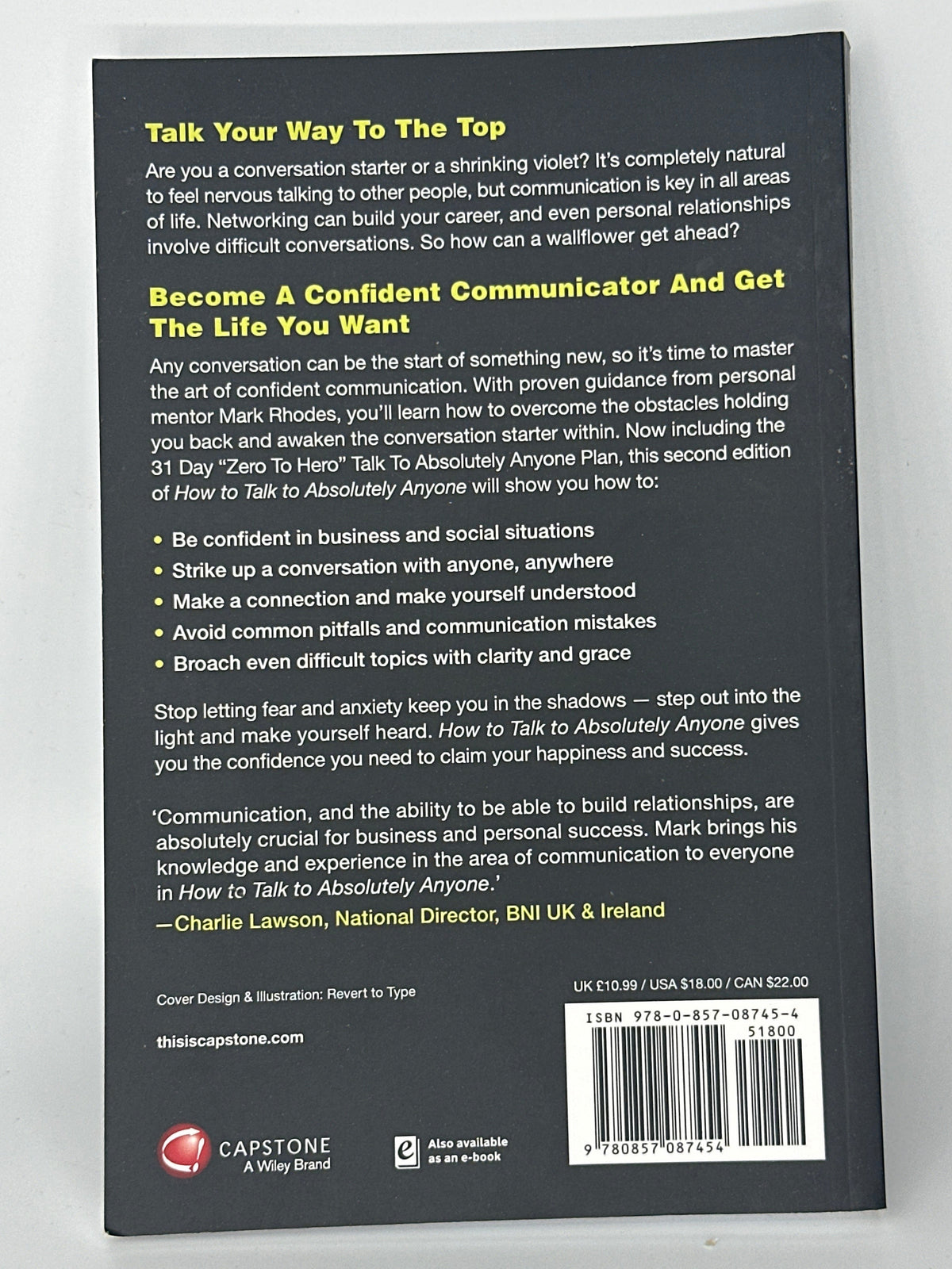 Mark Rhodes How To Talk To Absolutely Anyone: Confident Communication for Work, Life and Relationships actual back cover used books