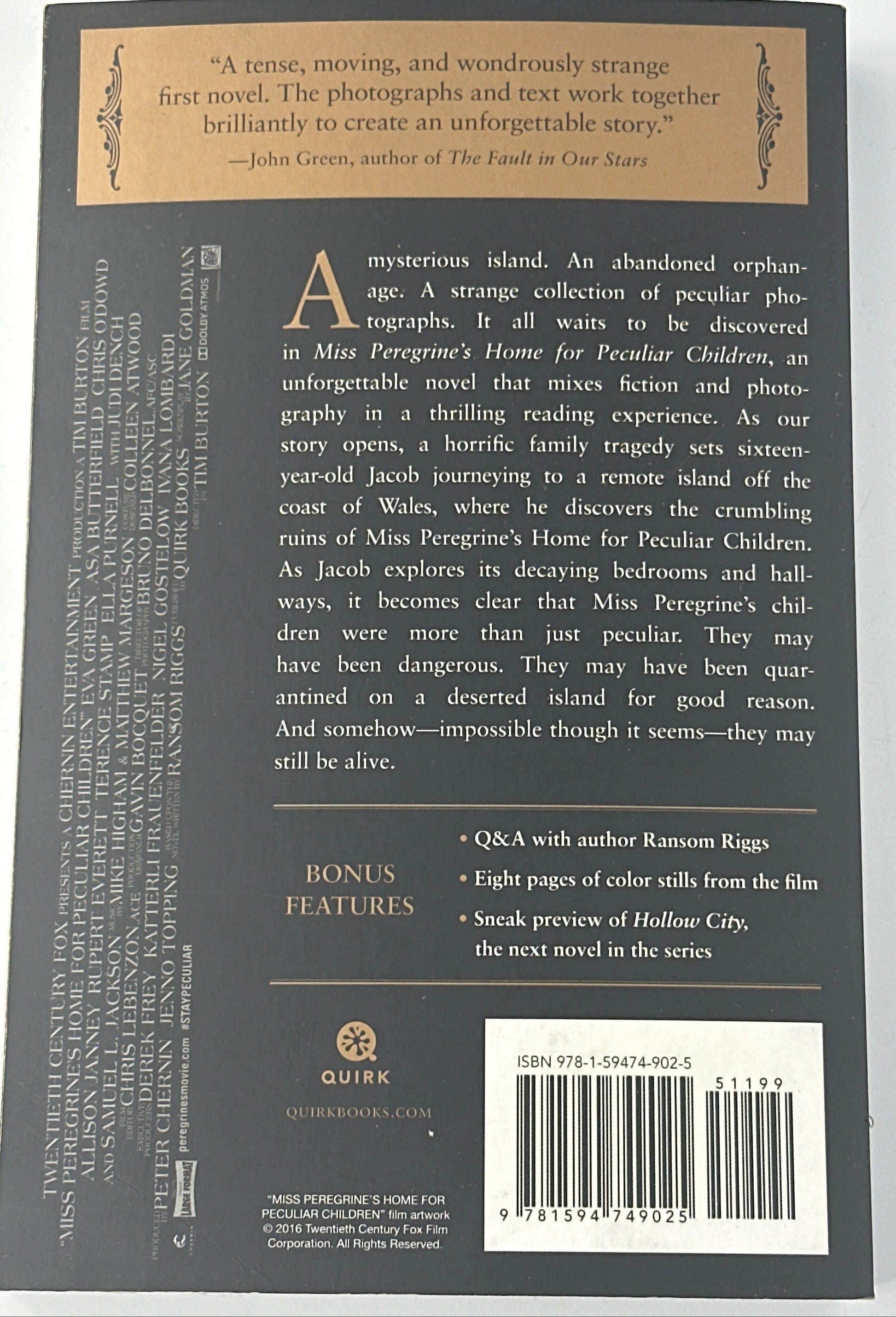 Miss Peregrine's Home for Peculiar Children (Movie Tie-In Edition) back cover used books