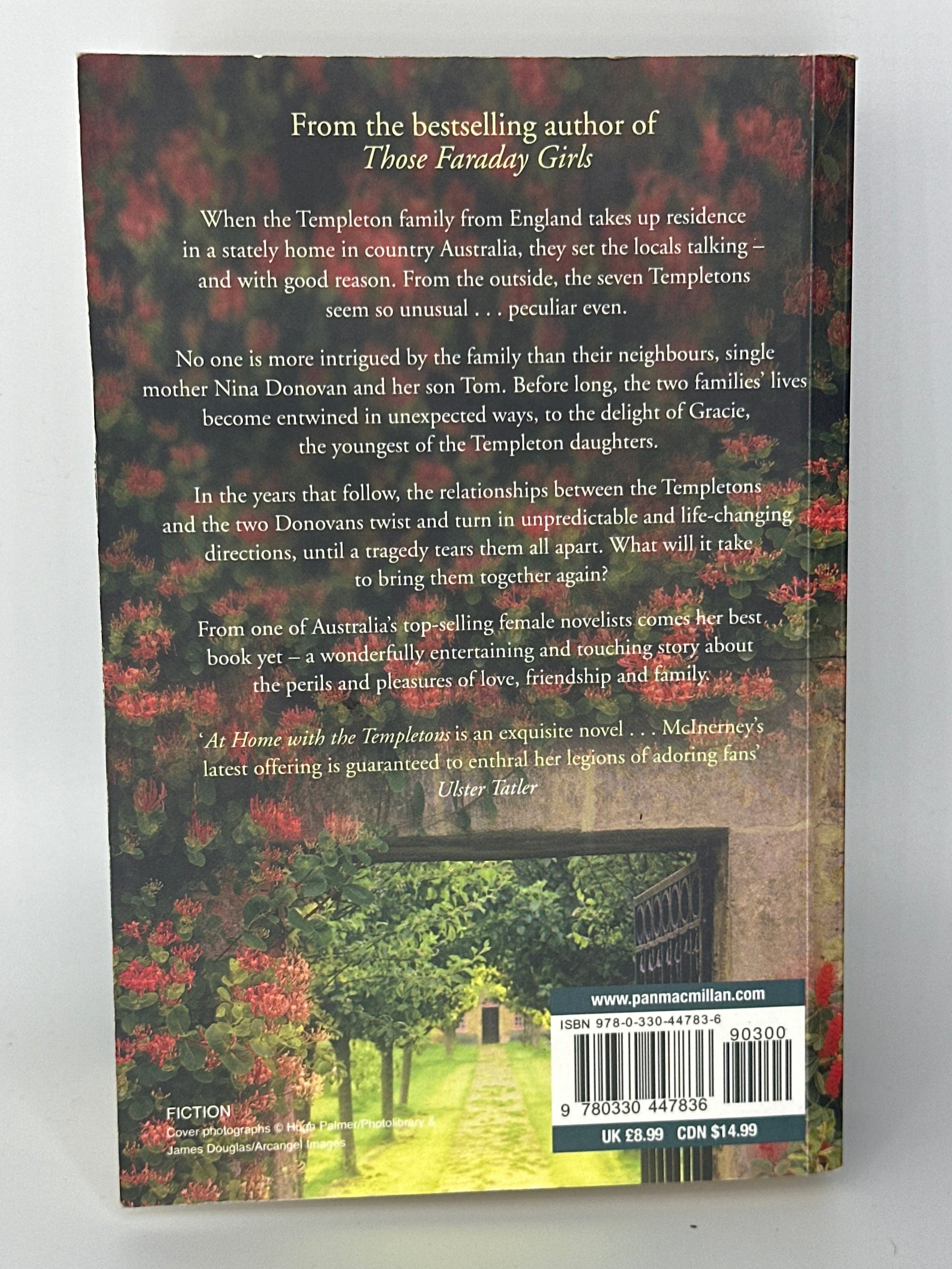 Monica McInerney At Home with the Templetons actual back cover used books