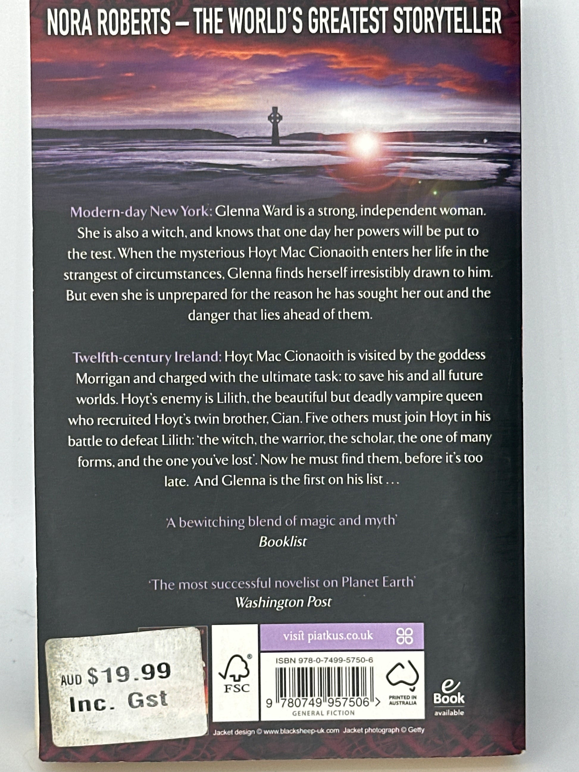 Nora Roberts Morrigans Cross back cover used books