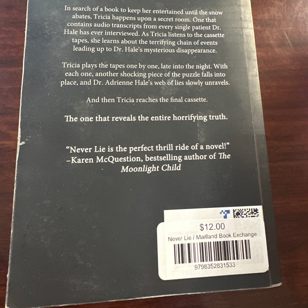 Never Lie Frieda McFadden back cover