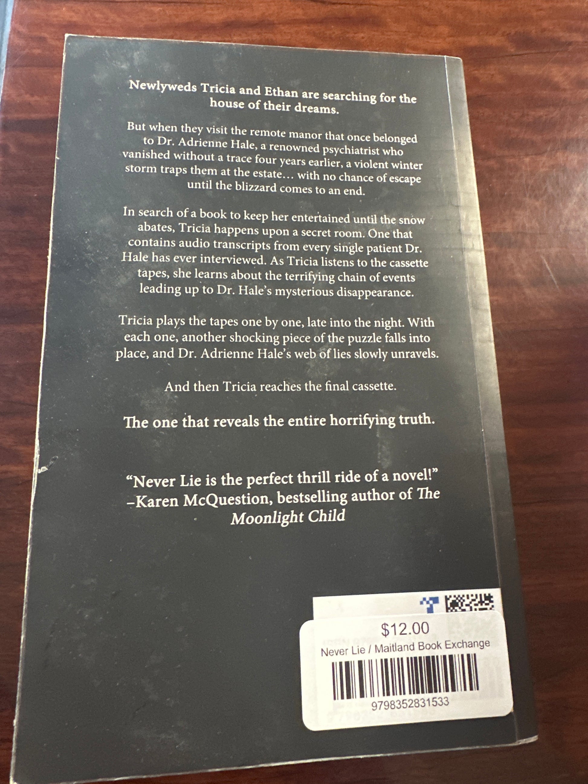 Never Lie Frieda McFadden back cover