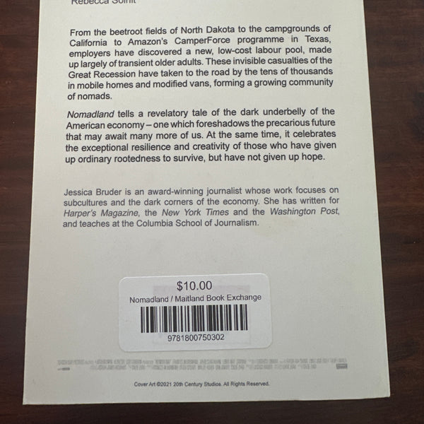 Jessica Bruder Nomadland back cover