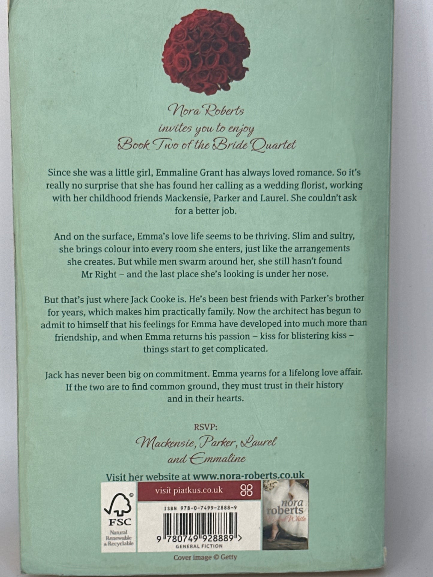 Nora Roberts Bed Of Roses actual back cover used books