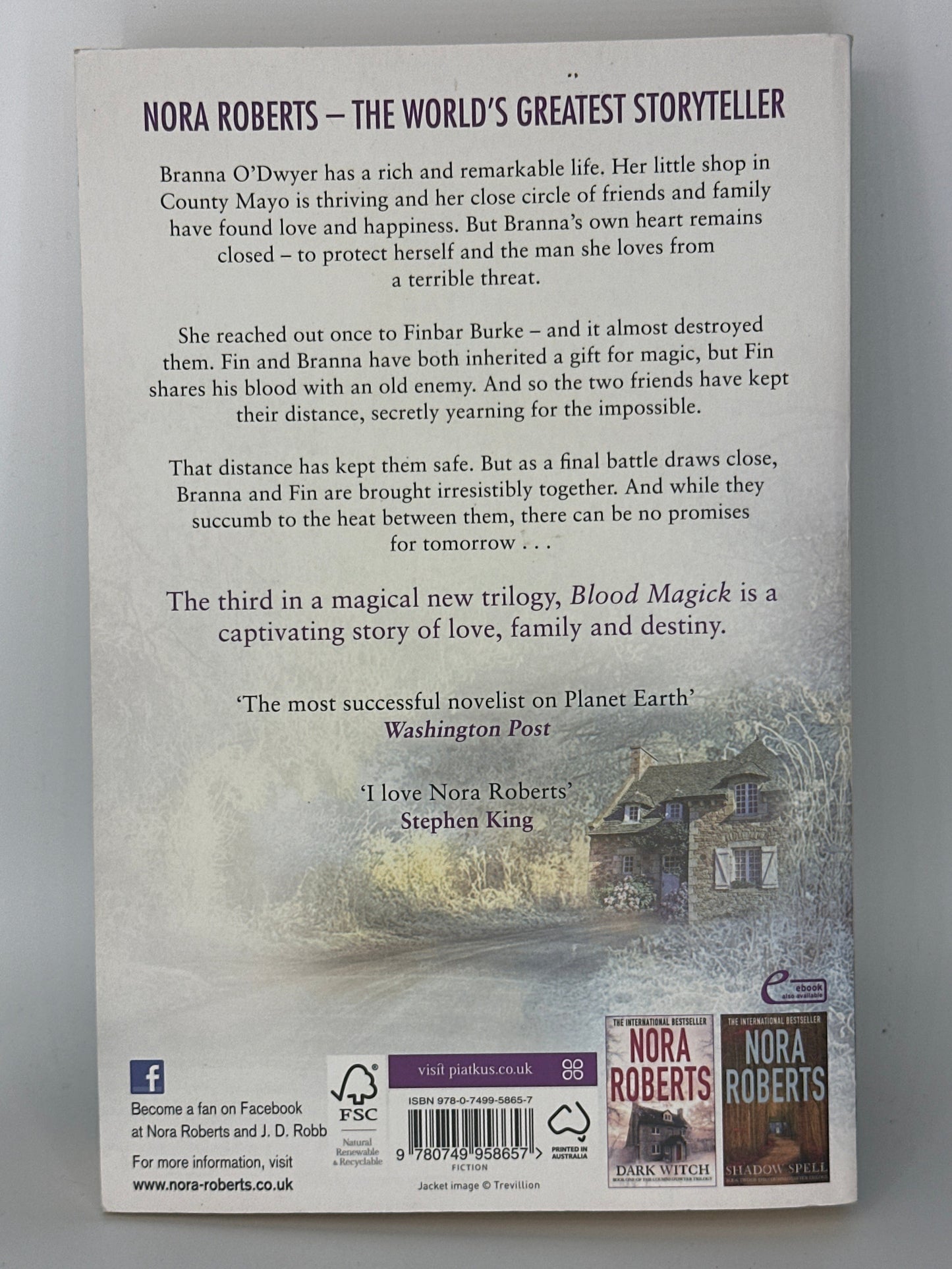 Nora Roberts Blood Magick actual back cover used books
