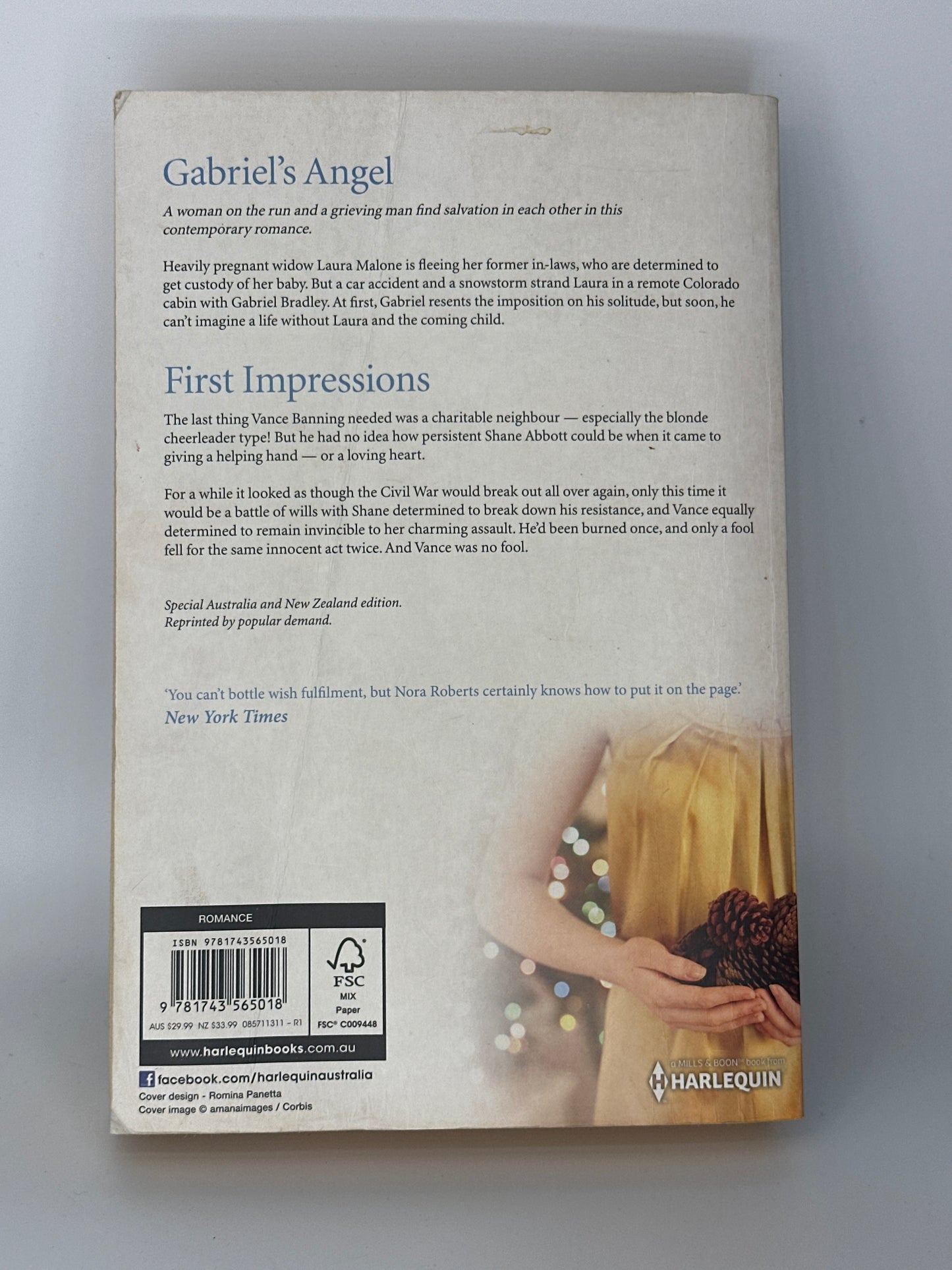 Nora Roberts Christmas Angels actual back cover used books