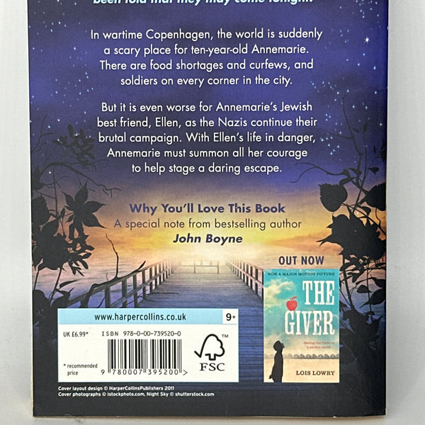 Lois Lowry Number the Stars back cover used books
