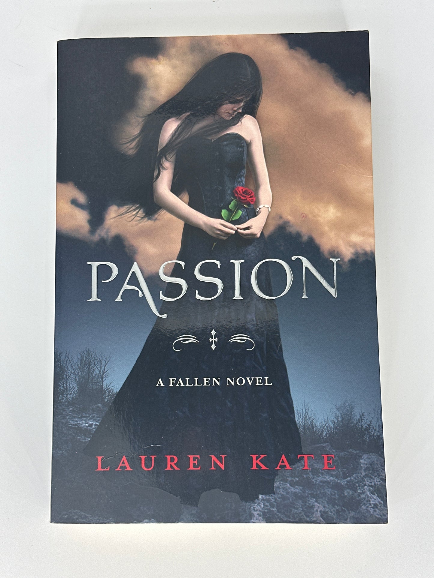 Lauren Kate Passion actual front cover image - girl in black with red rose
