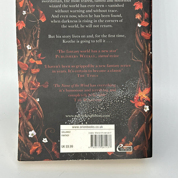 Patrick Rothfuss The Wise Man's Fear: The Kingkiller Chronicle: Book 2 actual back cover used books