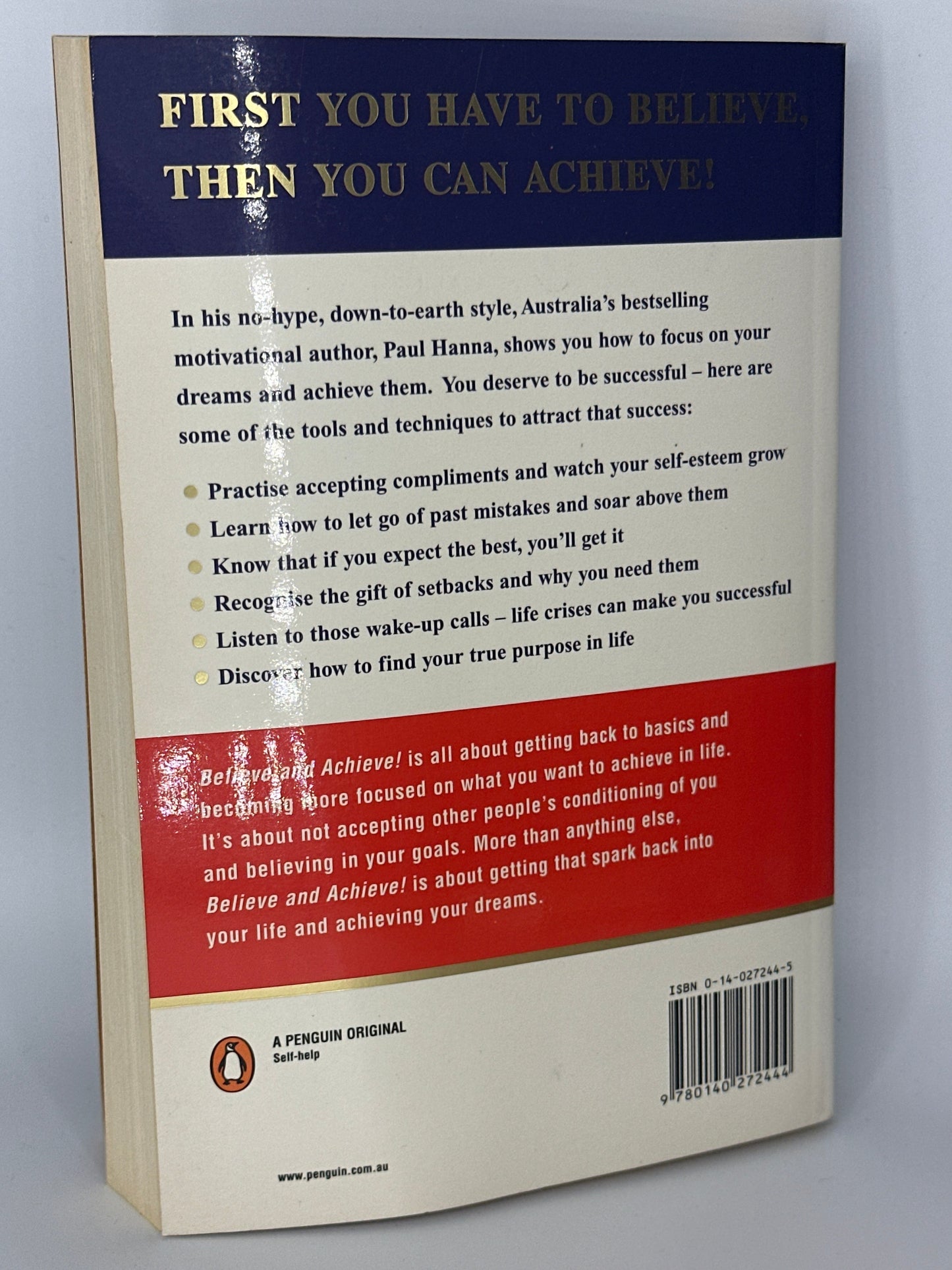 Paul Hanna Believe And Achieve actual back cover used books
