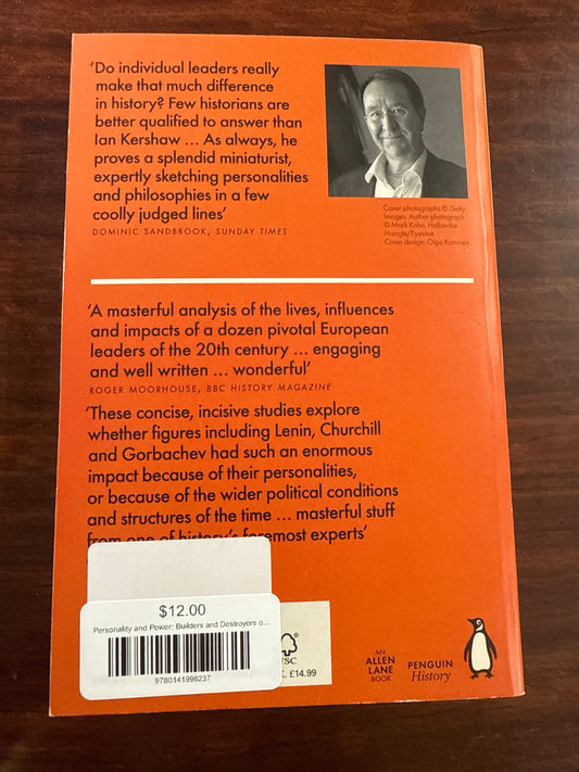 Back cover of 'Power and Personality' by Ian Kershaw on a wooden surface