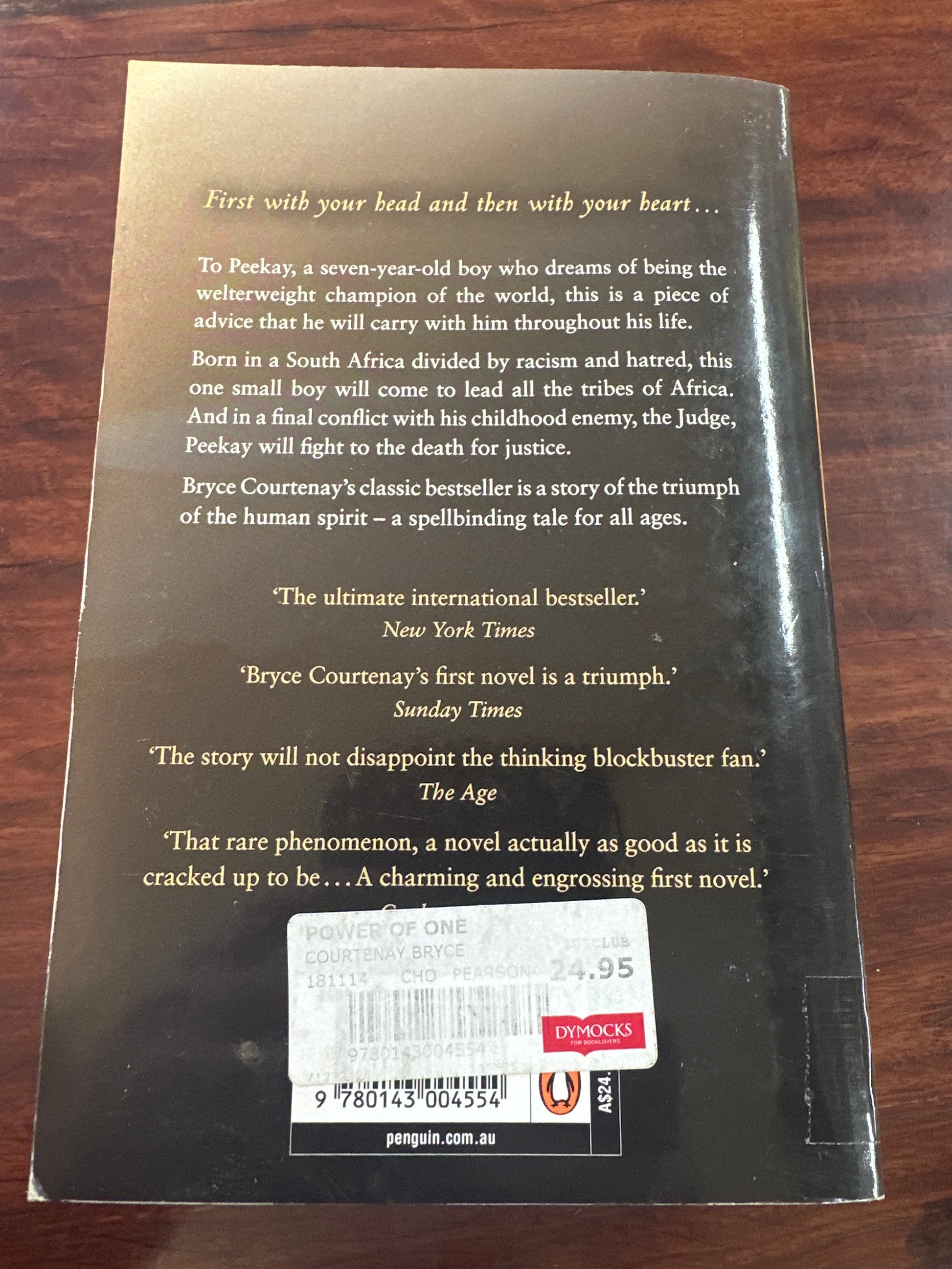Bryce Courtenay Power of One back cover image 