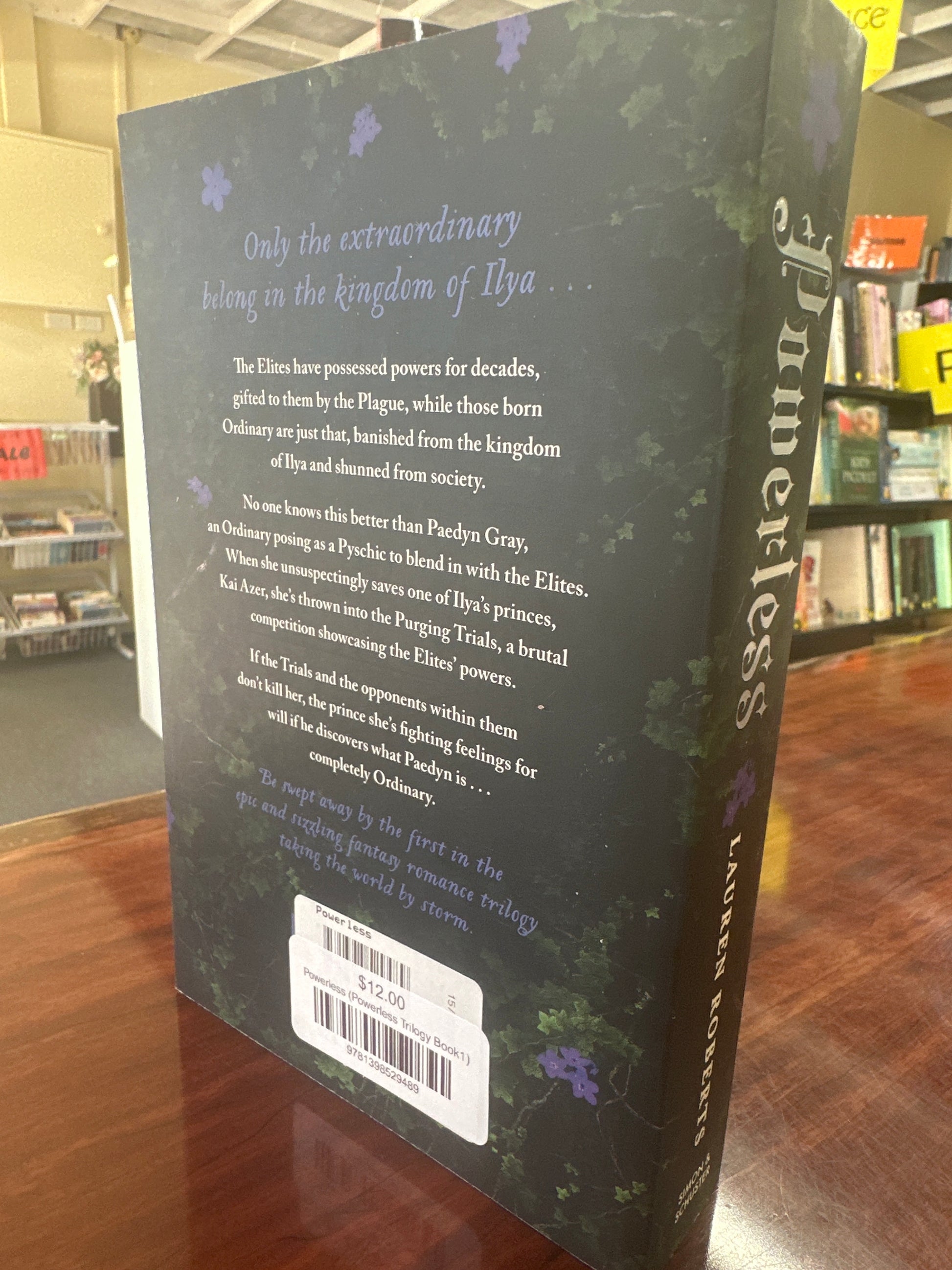 Lauren Roberts Powerless (The Powerless Trilogy Book1) back cover image
