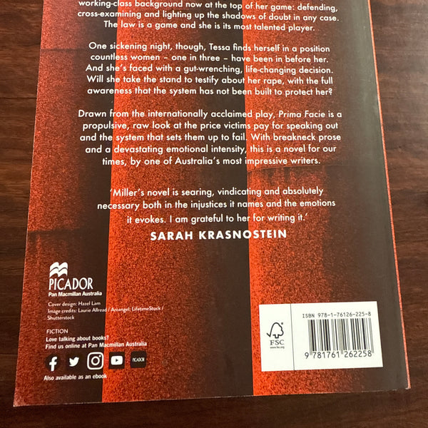 Suzie Miller Prima Facie back cover