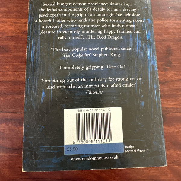 Thomas Harris Red Dragon (Hannibal Lecter) back cover image