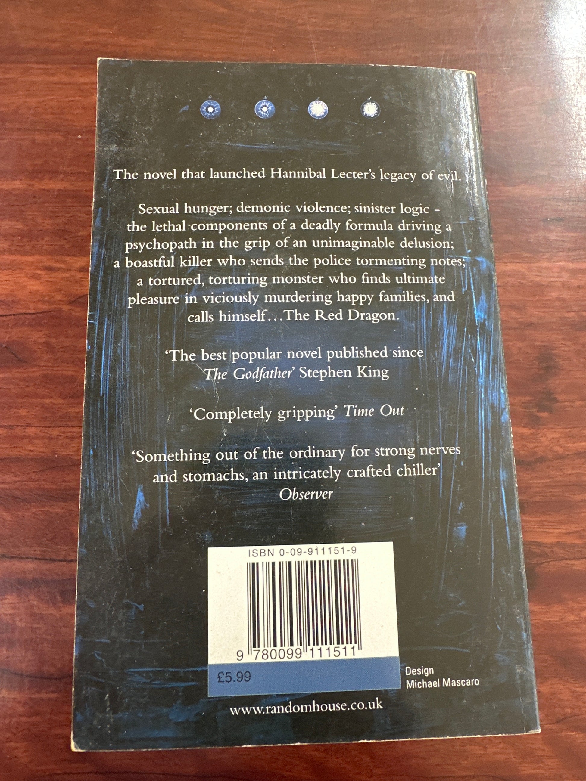 Thomas Harris Red Dragon (Hannibal Lecter) back cover image