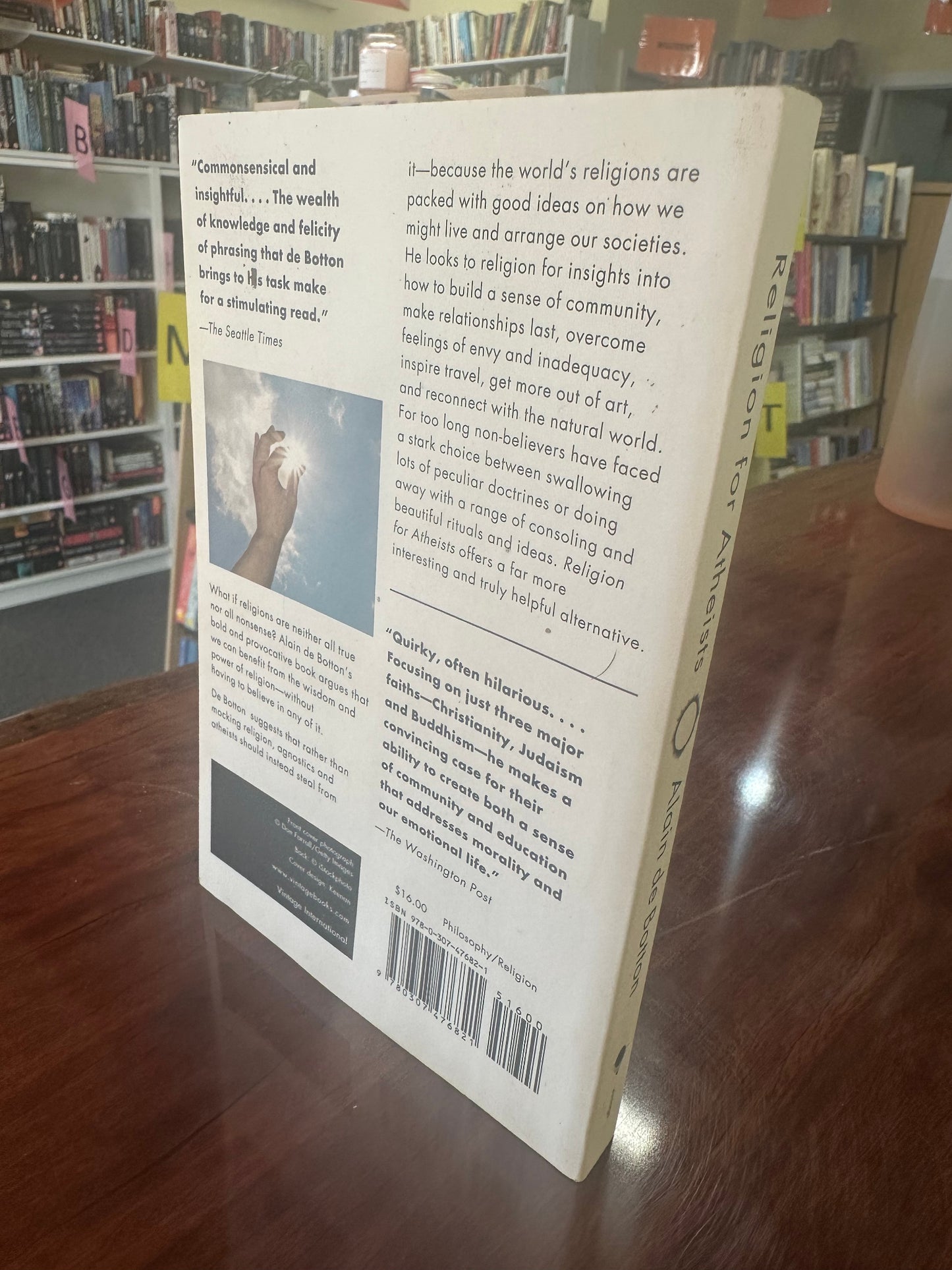 Alain de Botton Religion for Atheists back cover image 