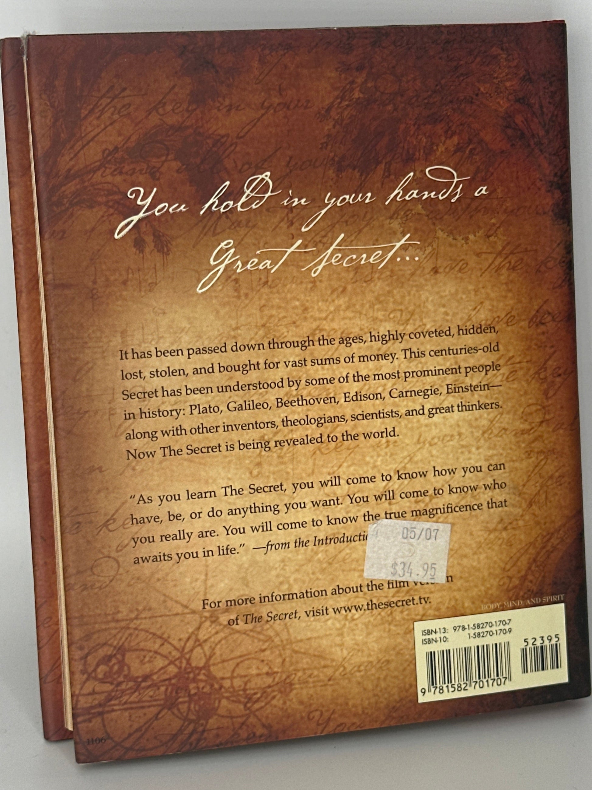 Rhonda Byrne The Secret actual back cover used books