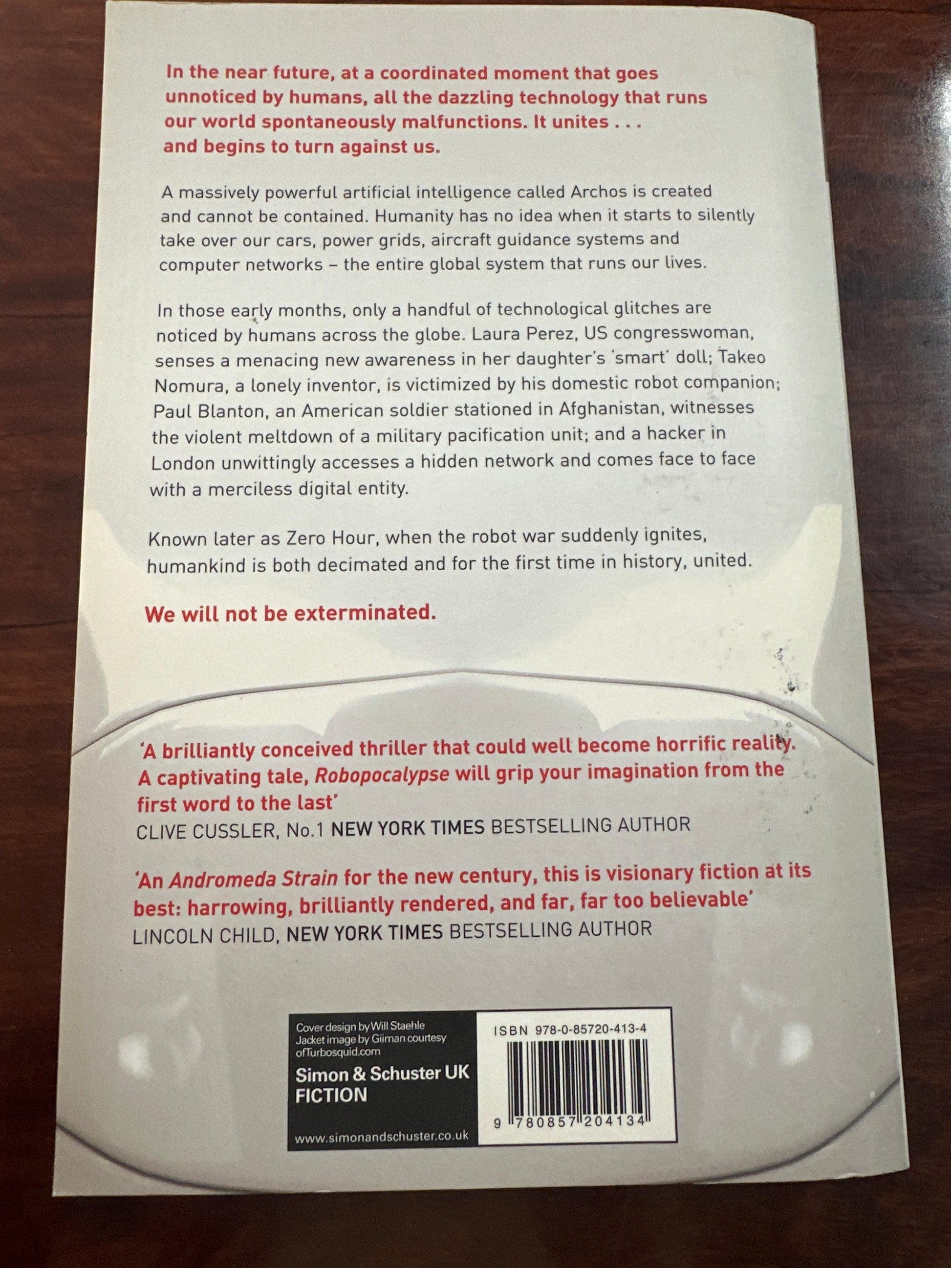 Robopocalypse by Daniel H Wilson back cover