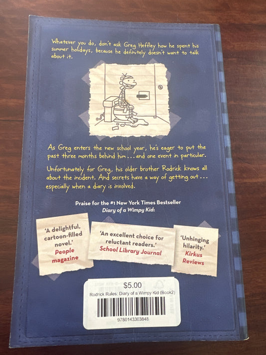 Jeff Kinney Rodrick Rules: Diary of a Wimpy Kid back cover