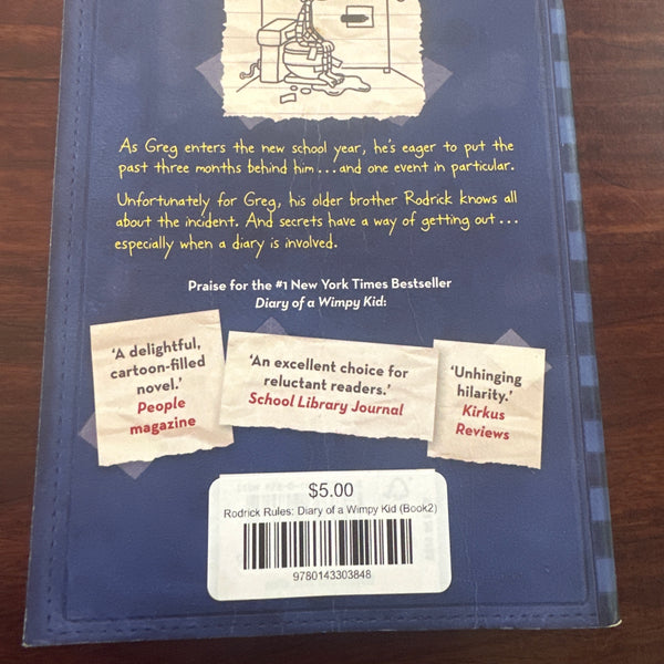 Jeff Kinney Rodrick Rules: Diary of a Wimpy Kid back cover