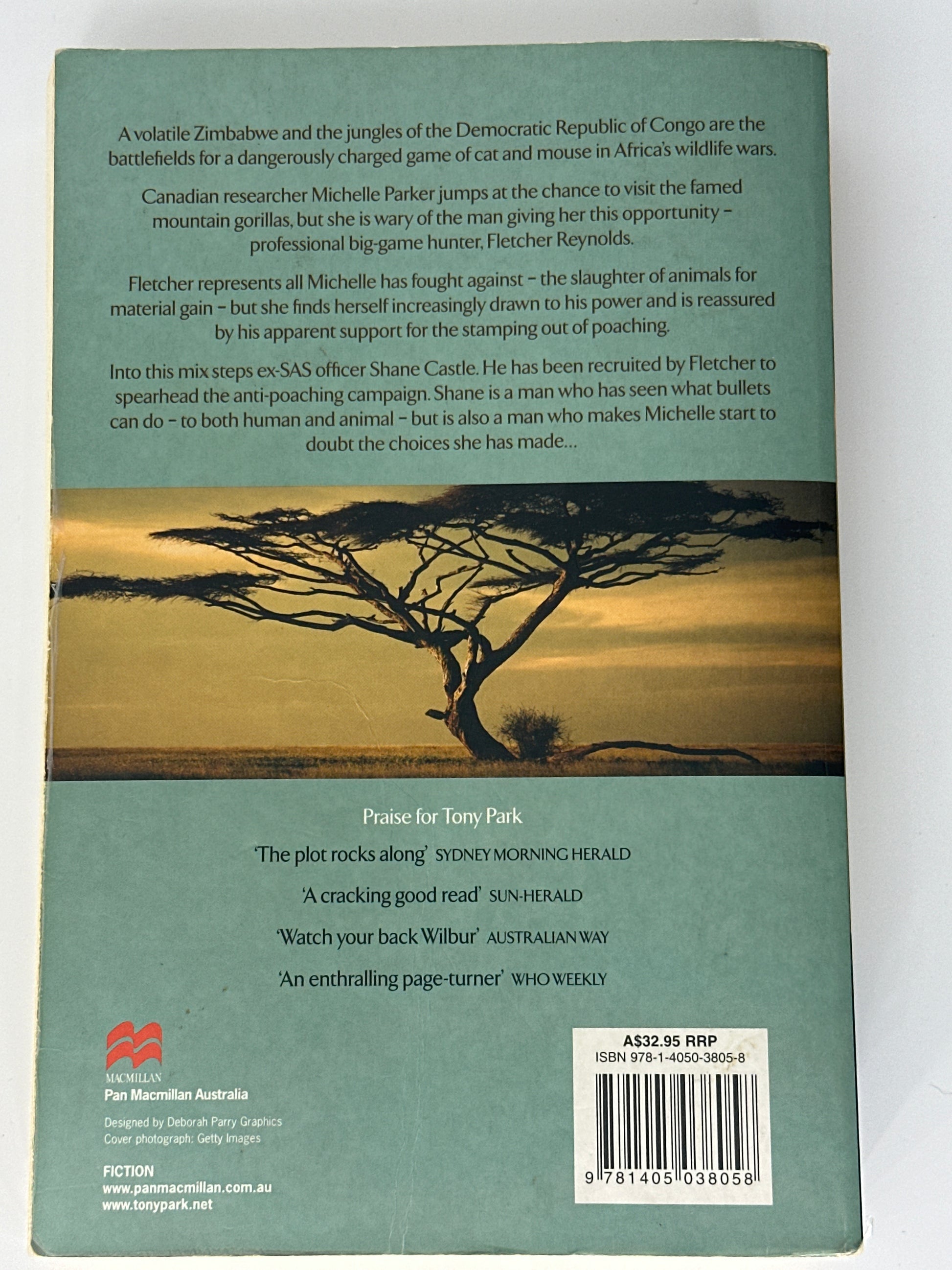Tony Park Safari back cover image text and photo