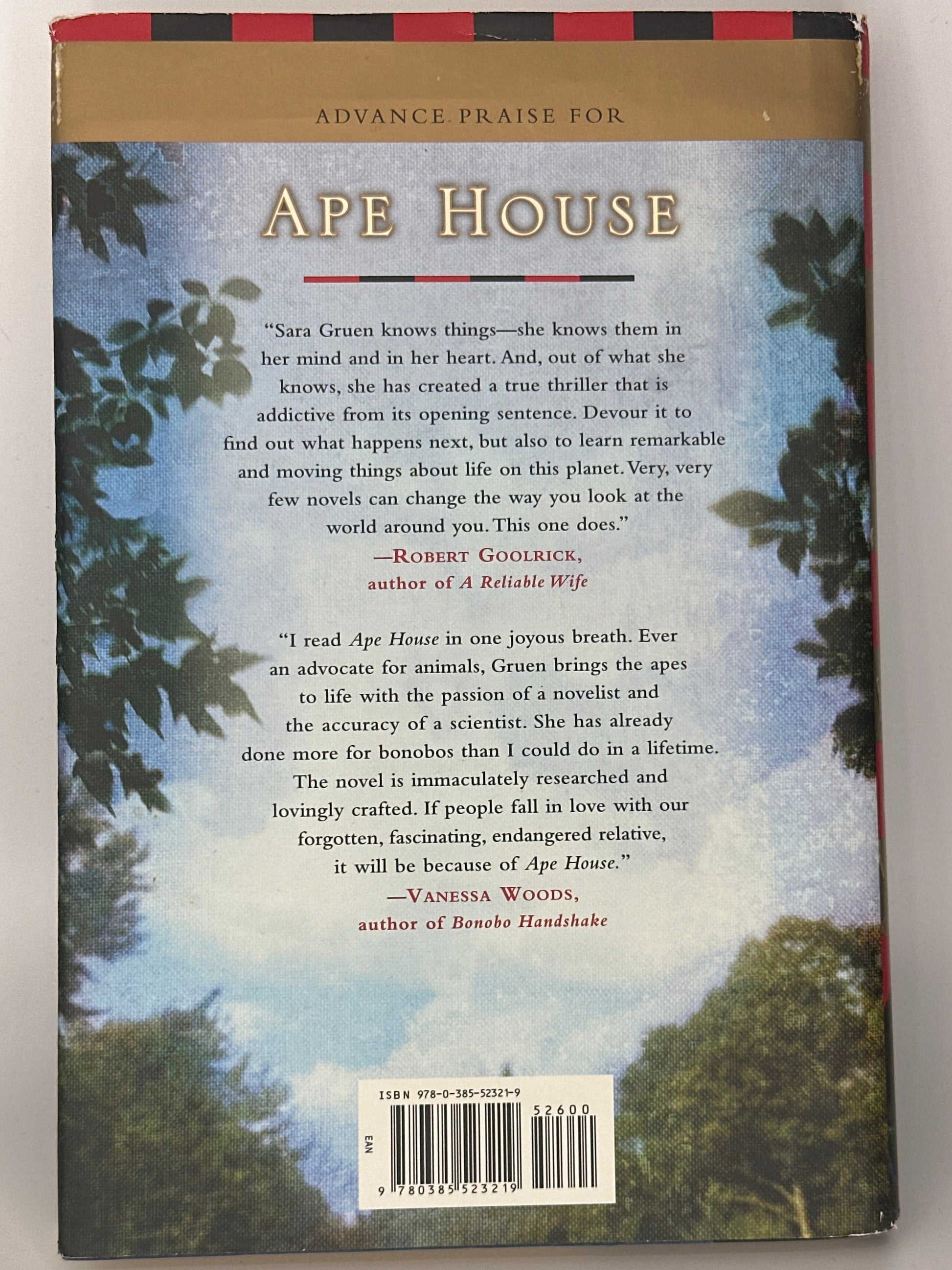 Sara Gruen Ape House actual back cover used books