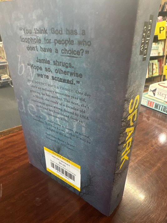 Book titled 'Spark' by Rachael Craw back cover