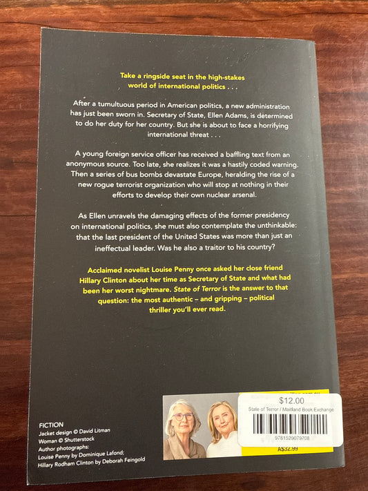 Hillary Clinton, Louise Penny State of Terror back cover