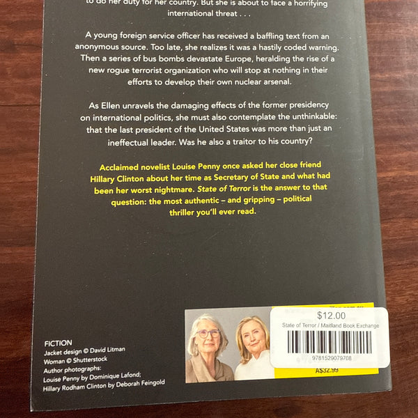 Hillary Clinton, Louise Penny State of Terror back cover