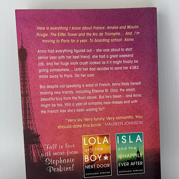 Stephanie Perkins Anna and the French Kiss actual back cover used books