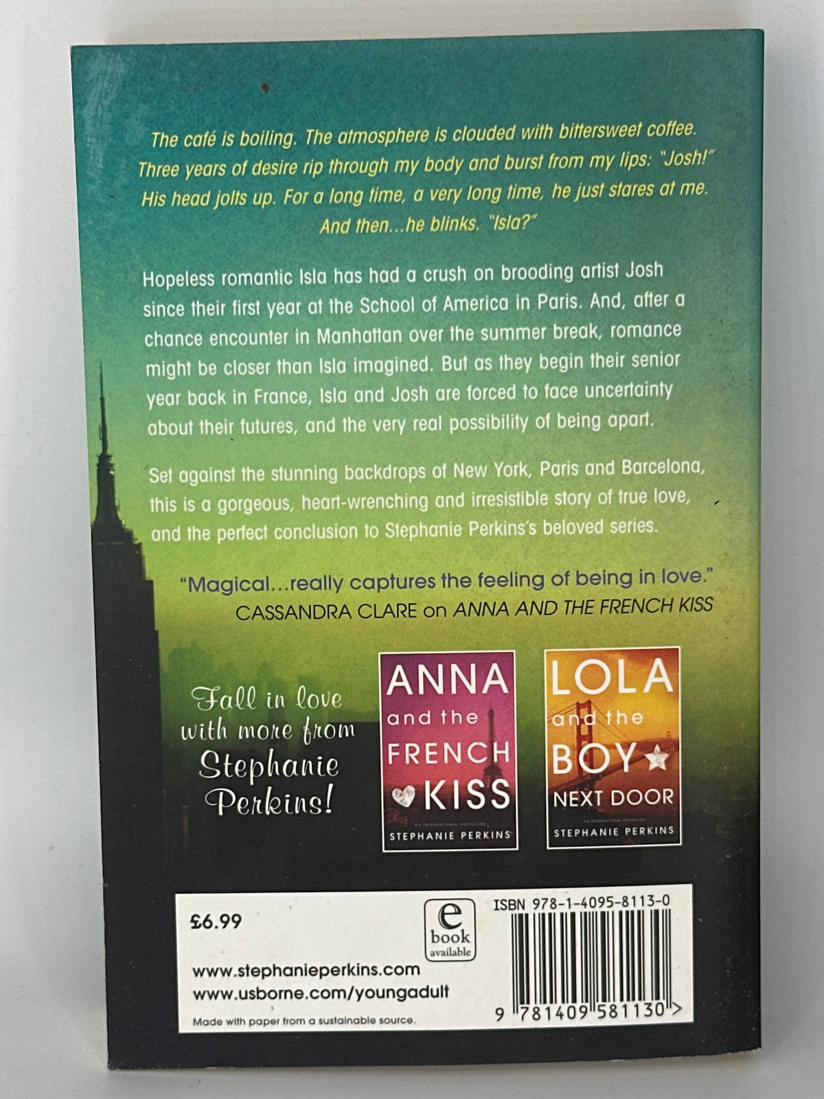 Stephanie Perkins Isla and the Happily Ever After actual back cover used books