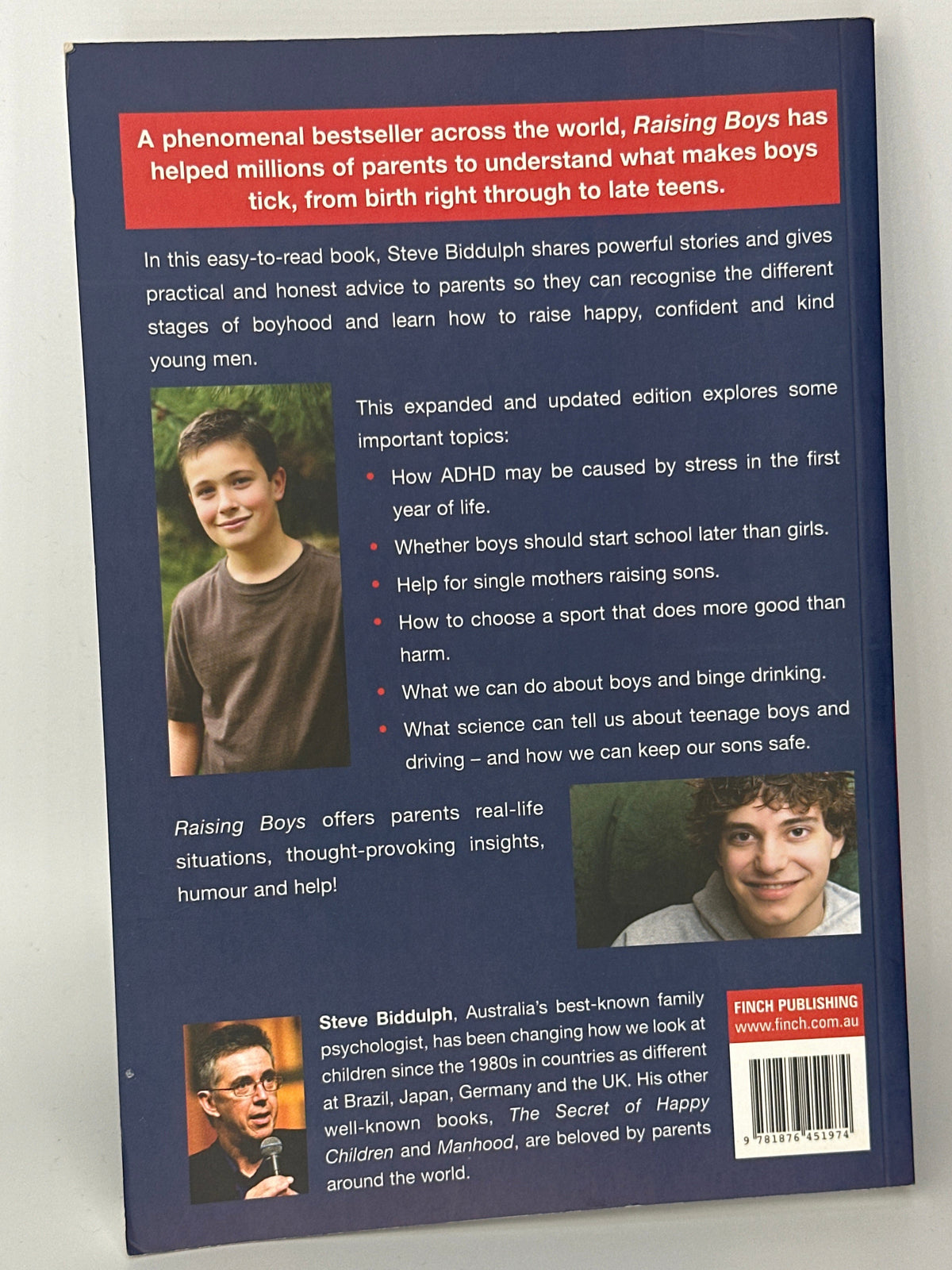 Steve Biddulph Raising Boys: Why Boys are Different - and How to Help Them Become Happy and Well-balanced Men actual back cover used books
