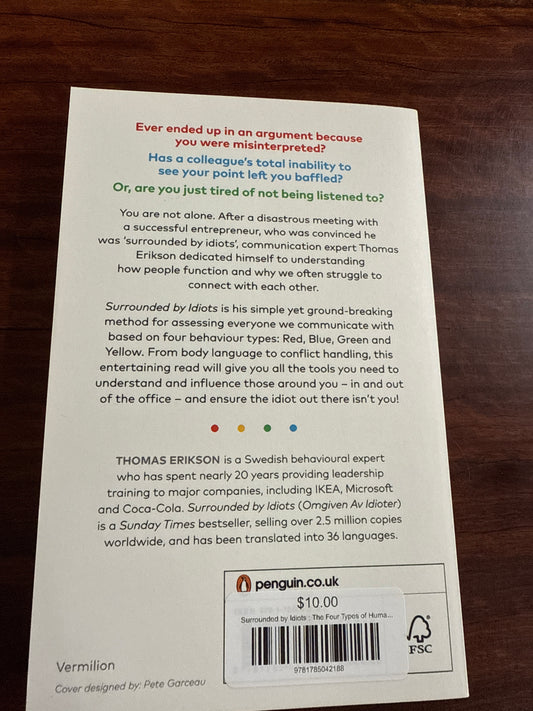 Thomas Erikson Surrounded by Idiots back cover
