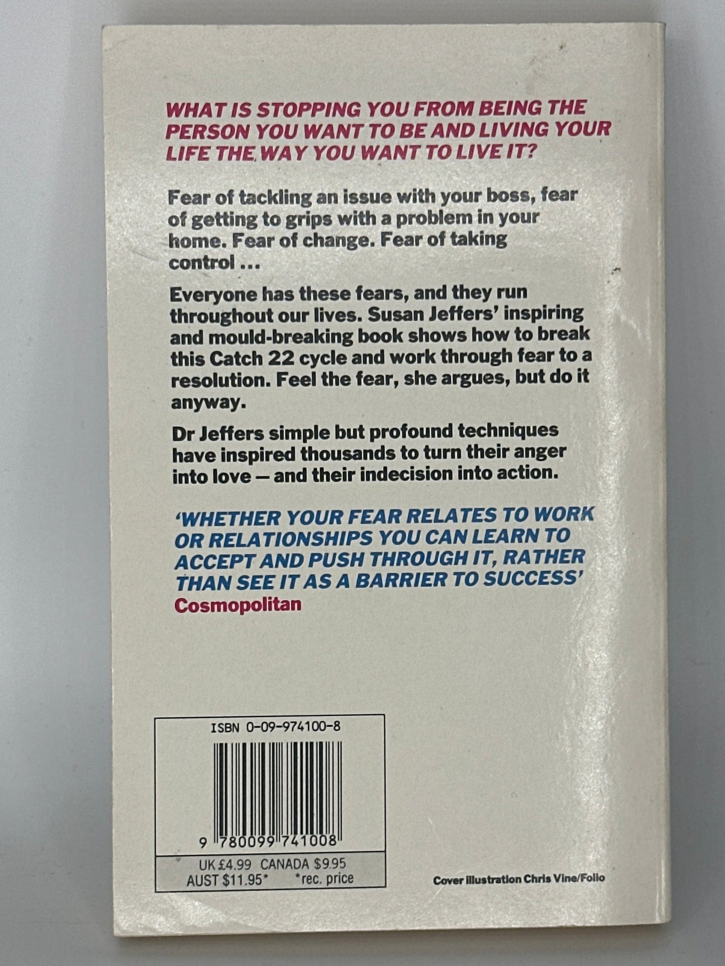 Susan Jeffers Feel the Fear and Do It Anyway actual back cover used books
