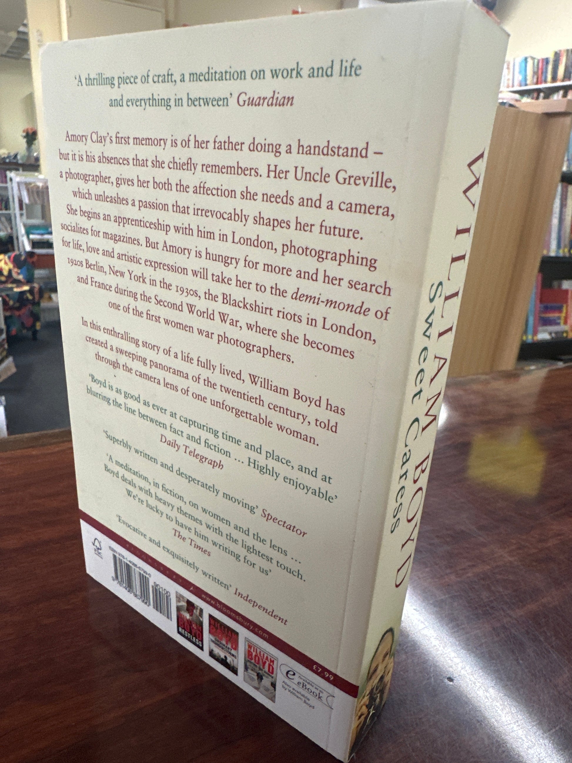 William Boyd Sweet Caress back cover
