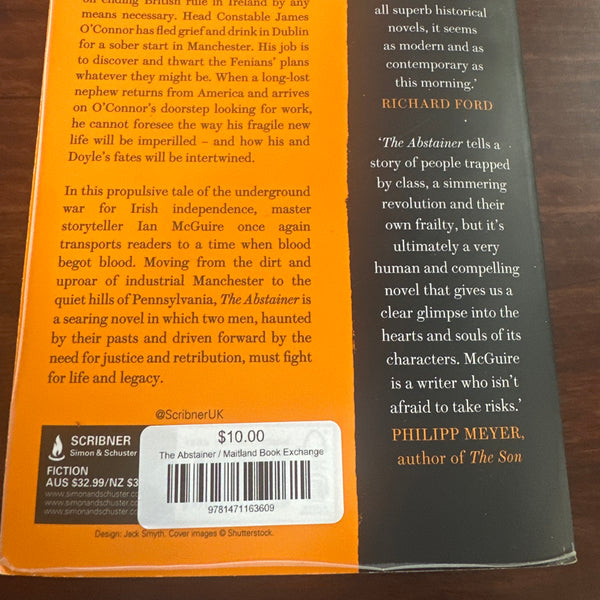 Ian McGuire The Abstainer back cover