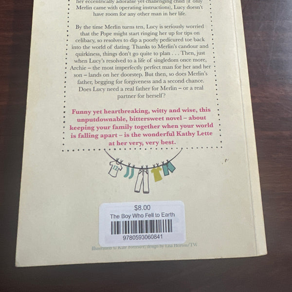 Kathy Lette The Boy Who Fell To Earth back cover